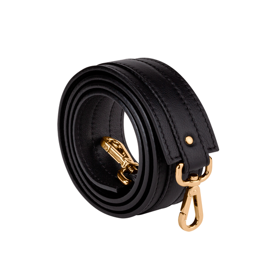 Black Leather Shoulder Strap (gold)