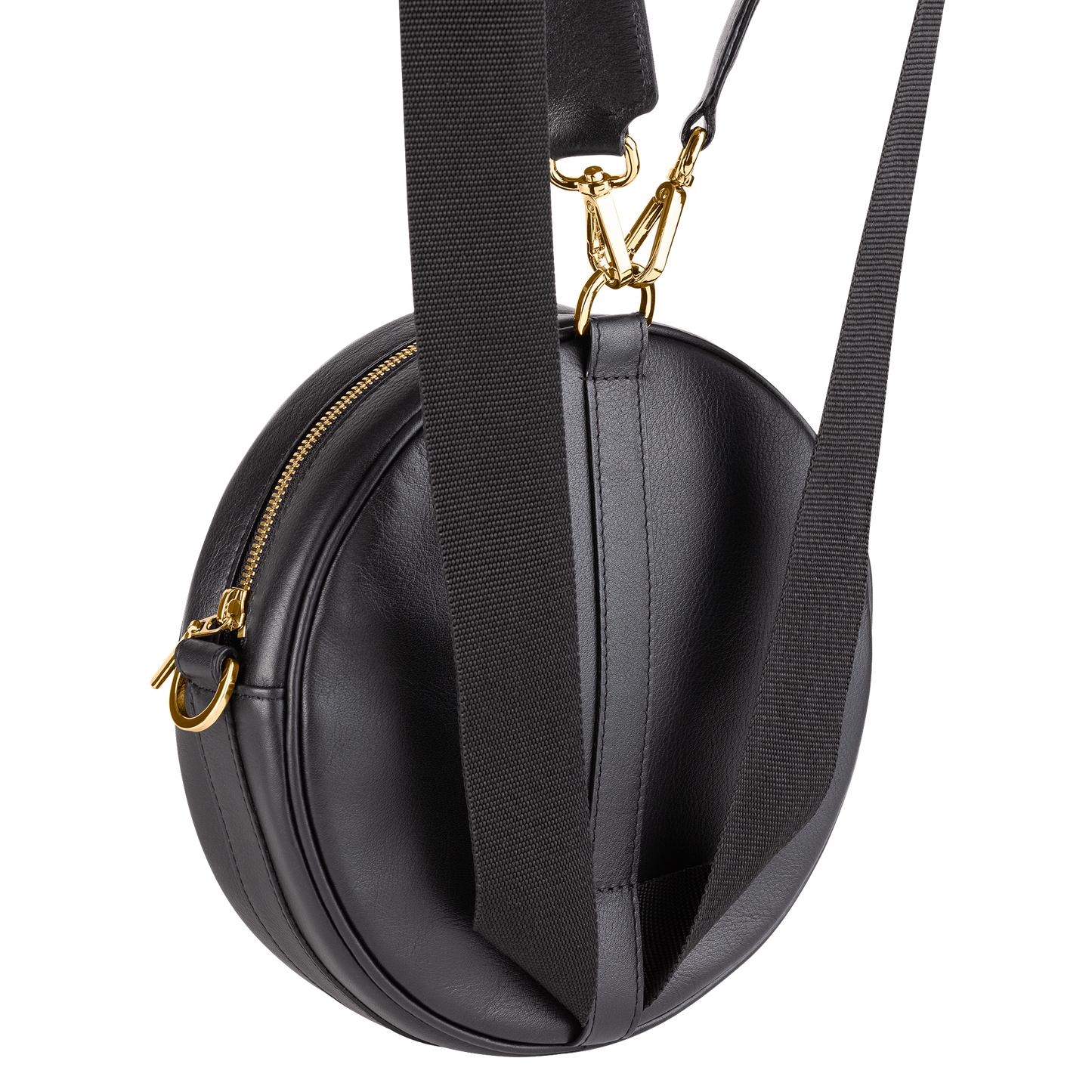 Musta kalannahka ympyrälaukku Black Fish leather round bag