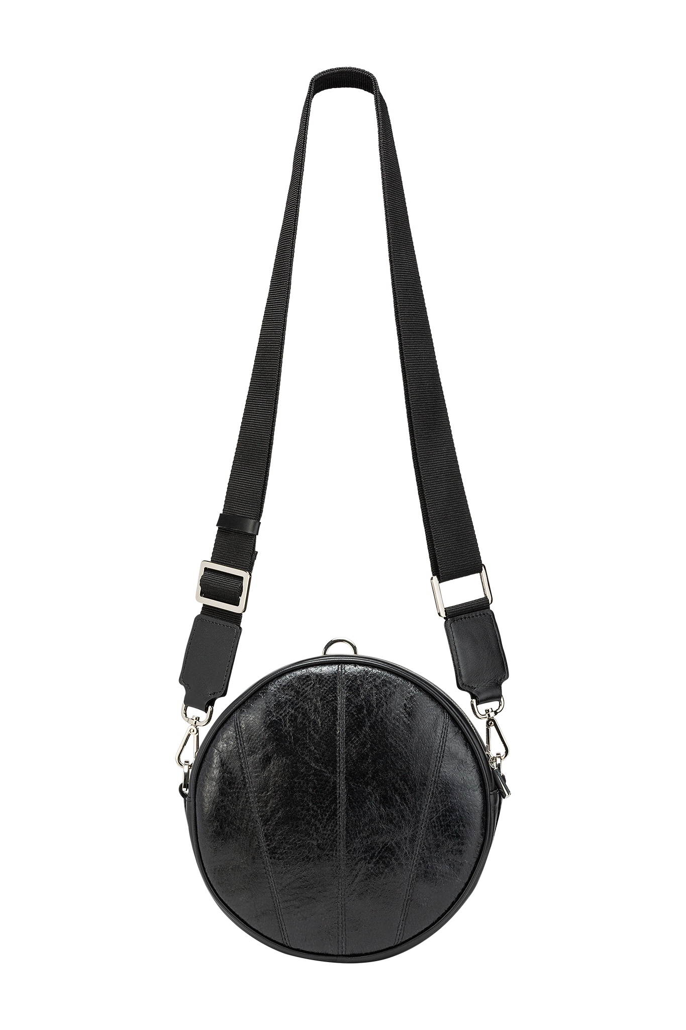 Musta kalannahka ympyrälaukku Black Fish leather round bag