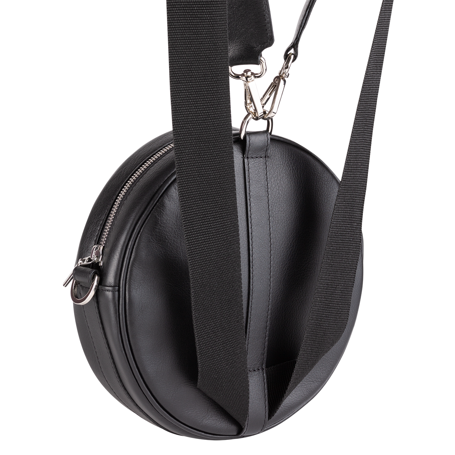 Musta kalannahka ympyrälaukku Black Fish leather round bag Viona Blu