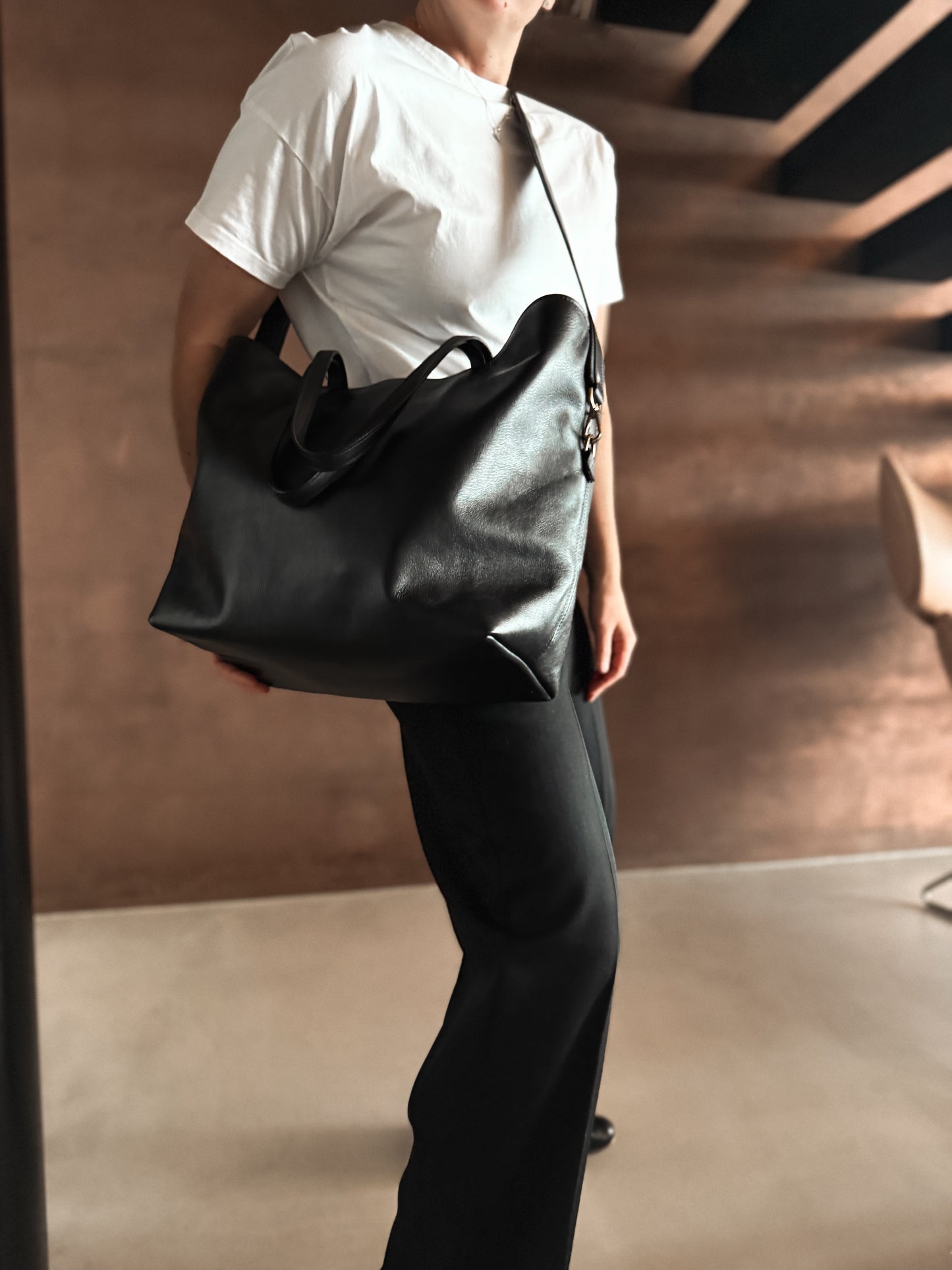 W Bag Black with black fish leather