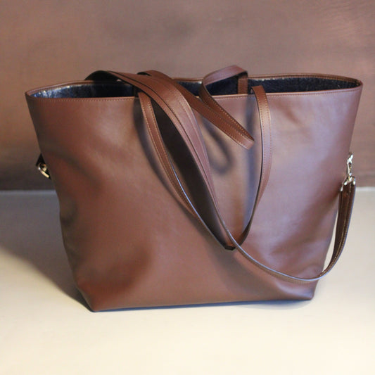 W Bag Brown with blue fish leather