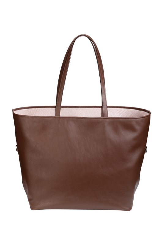 W Bag Brown with pale pink fish leather