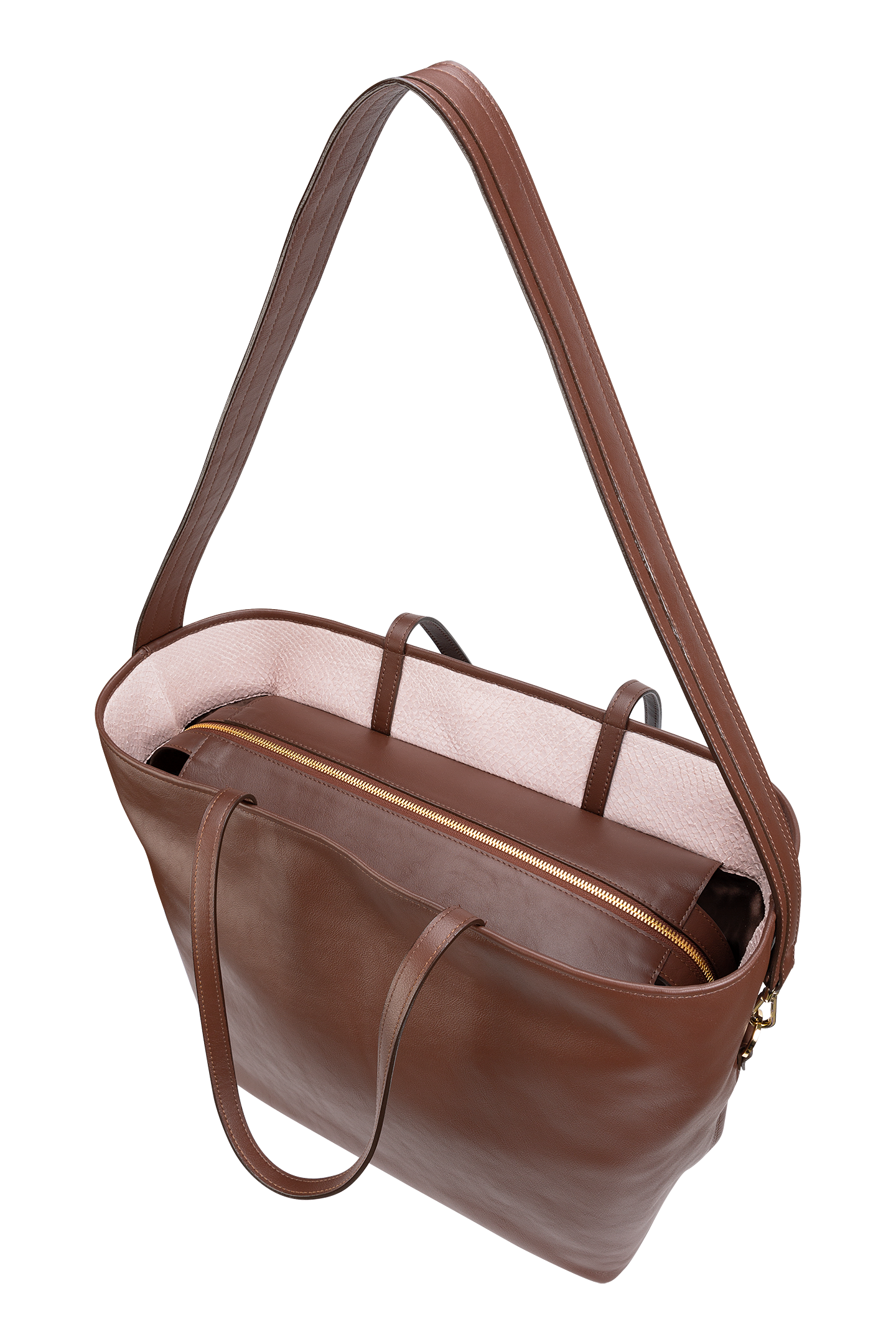 W Bag Brown with pale pink fish leather
