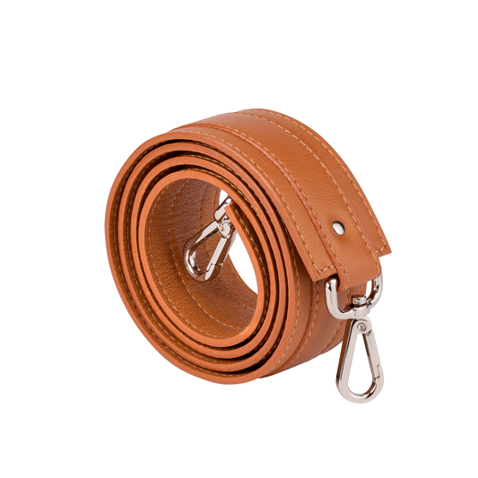 Brown Leather Shoulder Strap (silver)