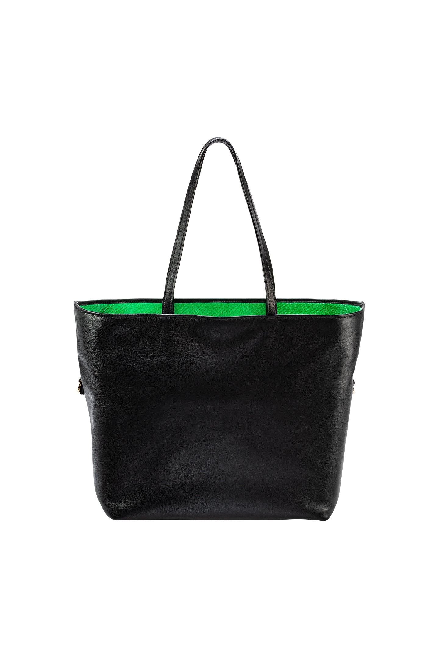 W Bag Black with green fish leather