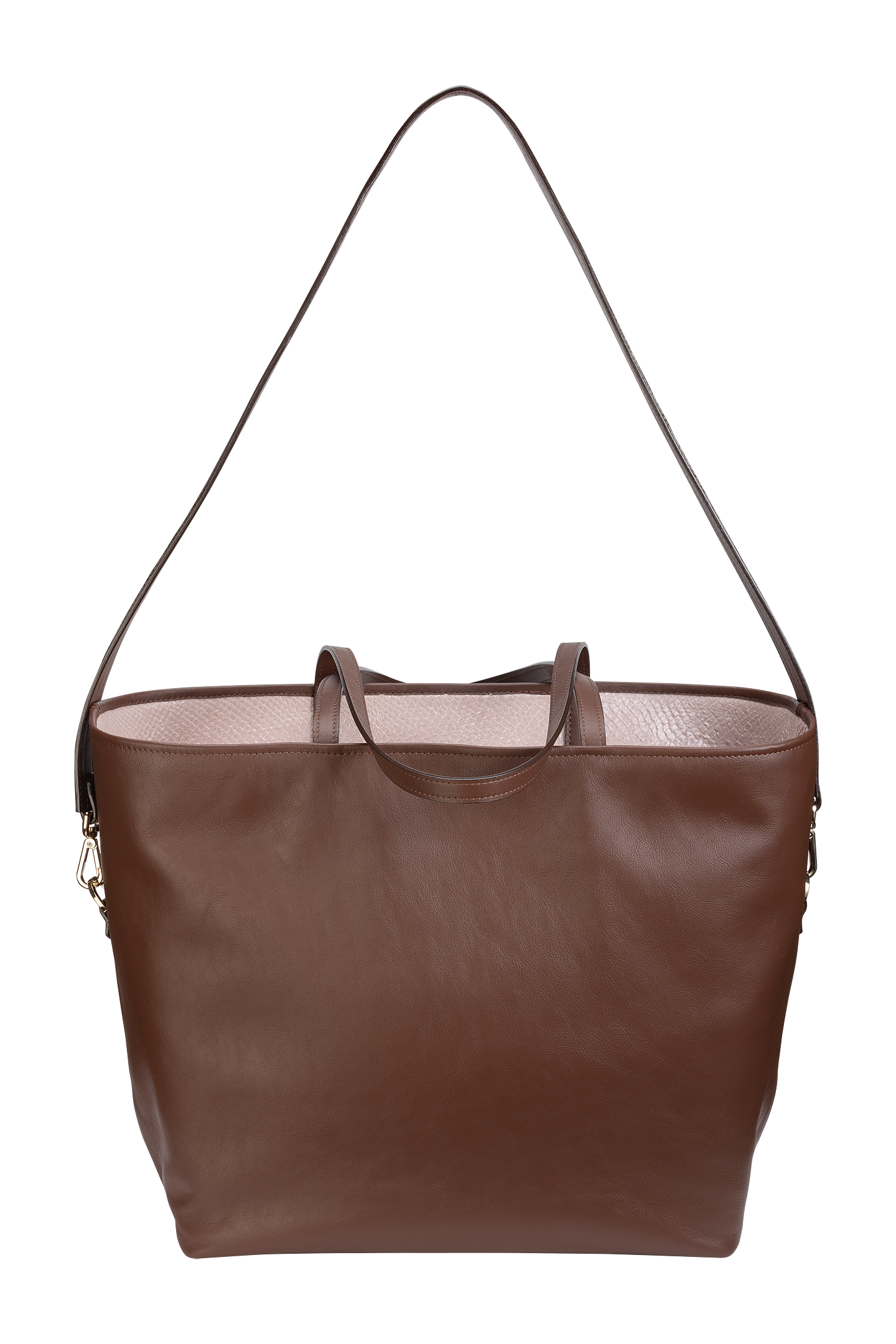 W Bag Brown with pale pink fish leather