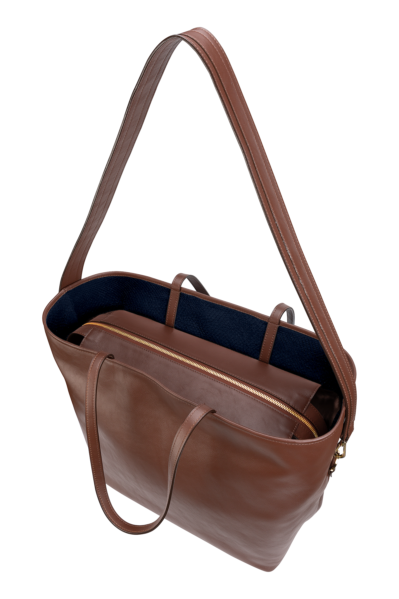 W Bag Brown with blue fish leather