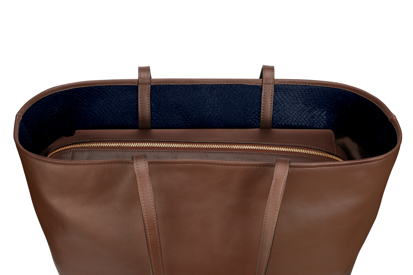 W Bag Brown with blue fish leather