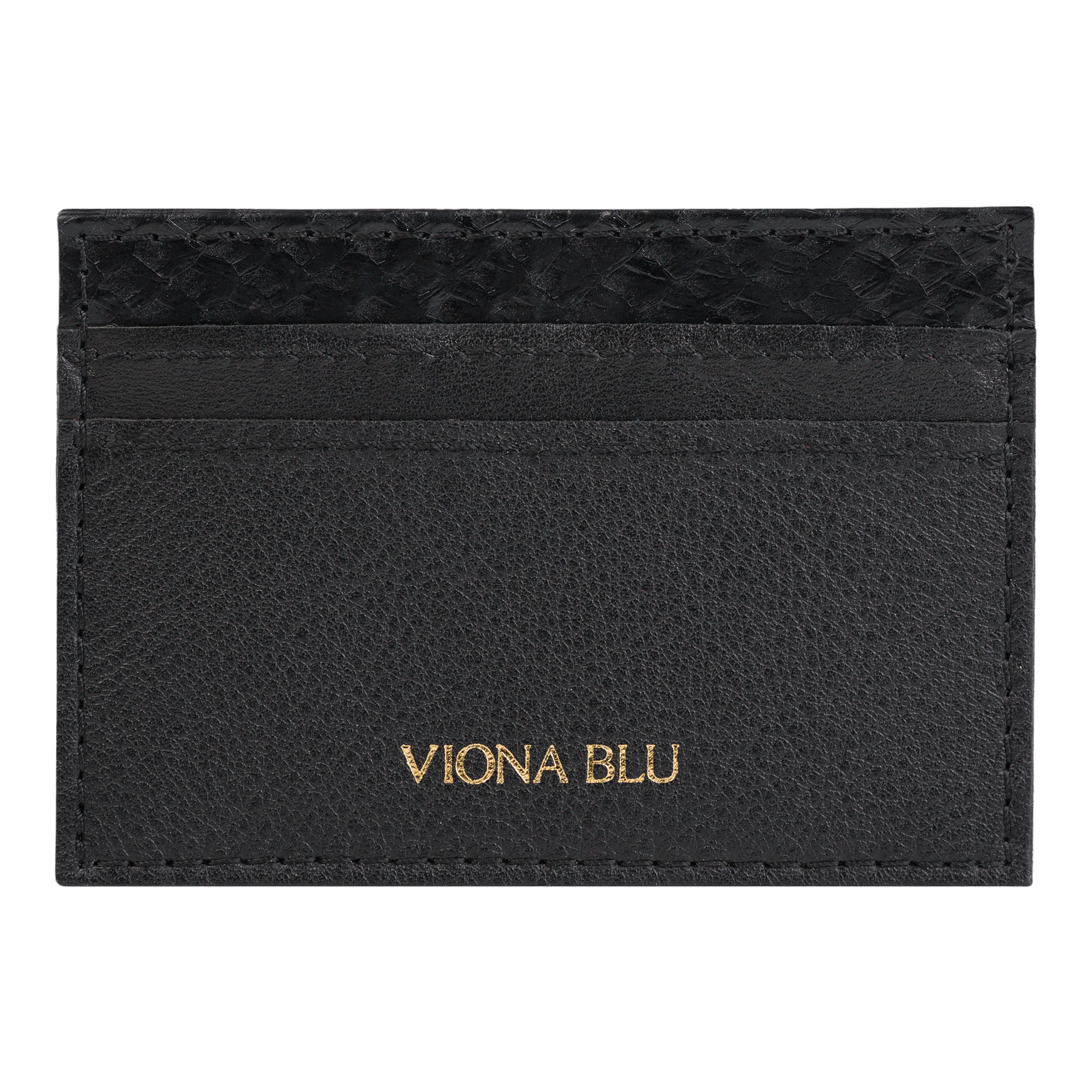 Musta kalannahkainen korttikotelo black fishleather cardholder