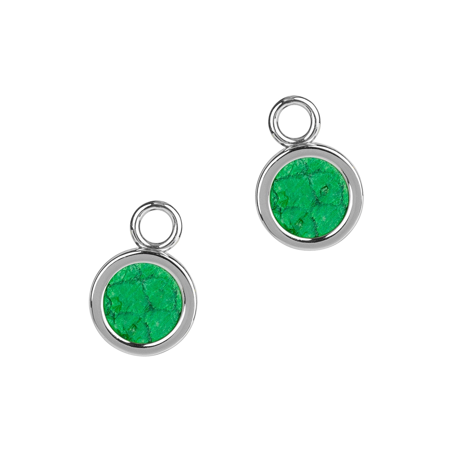Sisters Earrings silver neon green pendants
