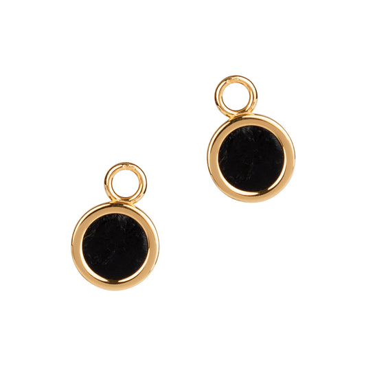 Sisters Earrings gold black pendants