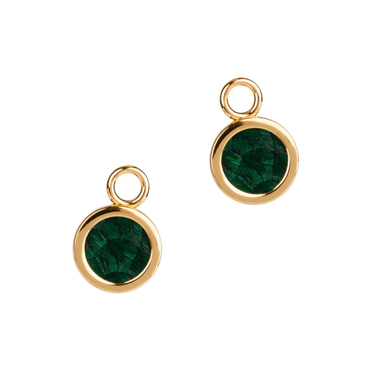 Sisters Earrings gold green pendants